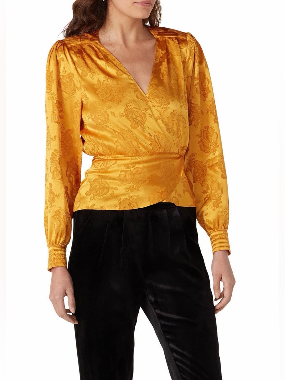 Ronny Kobo Collection Lorrie~Floral Satin Blouse~Size Small~$378~